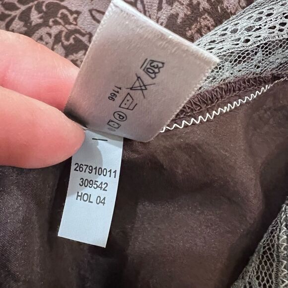 Gap 100% Silk Babydoll Camisole XL Brown Lace Trim Y2K Fairy Grunge Romantic - Picture 8 of 8